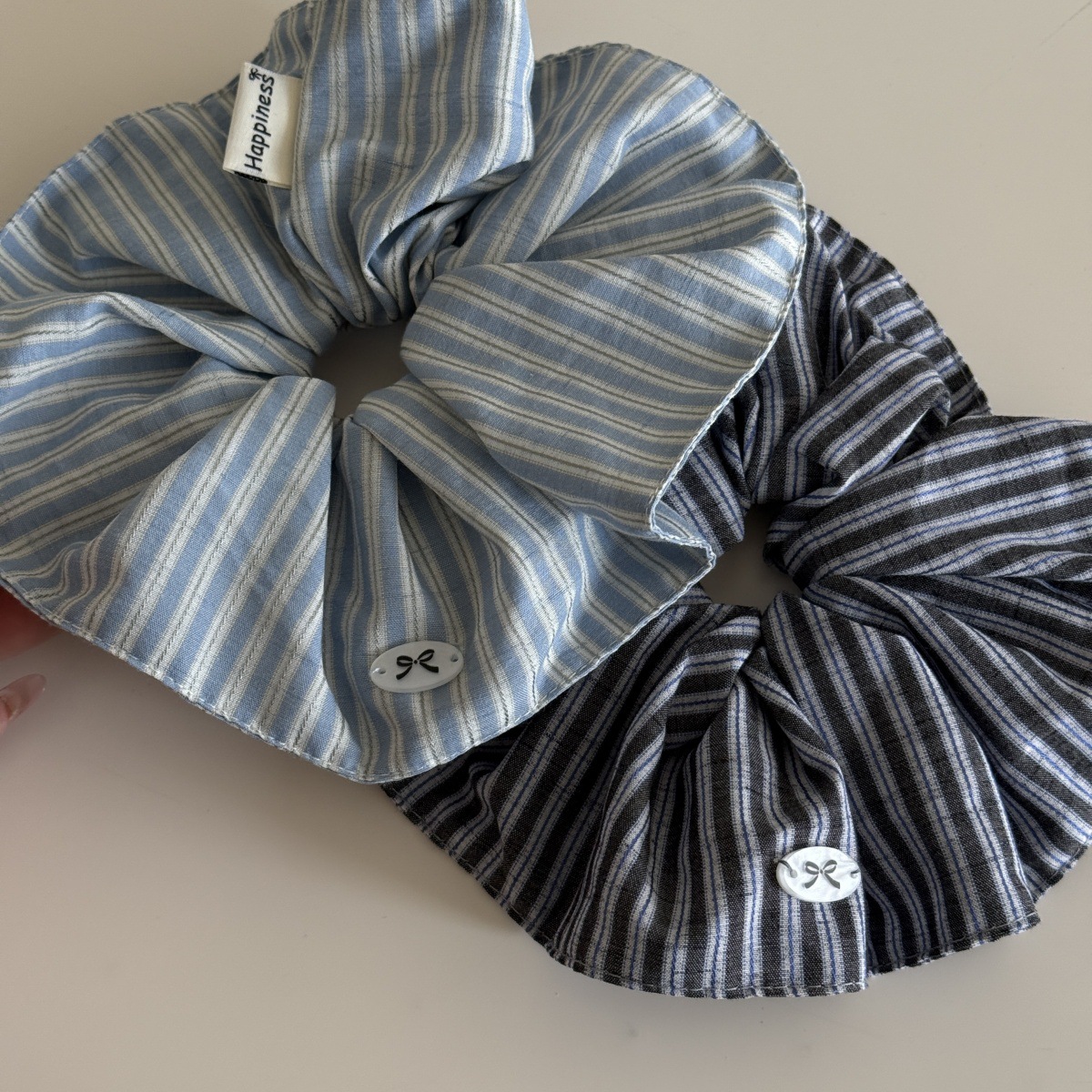 Silk Tie Striped - Korea Fashion Stripe Hair Rubber Bands