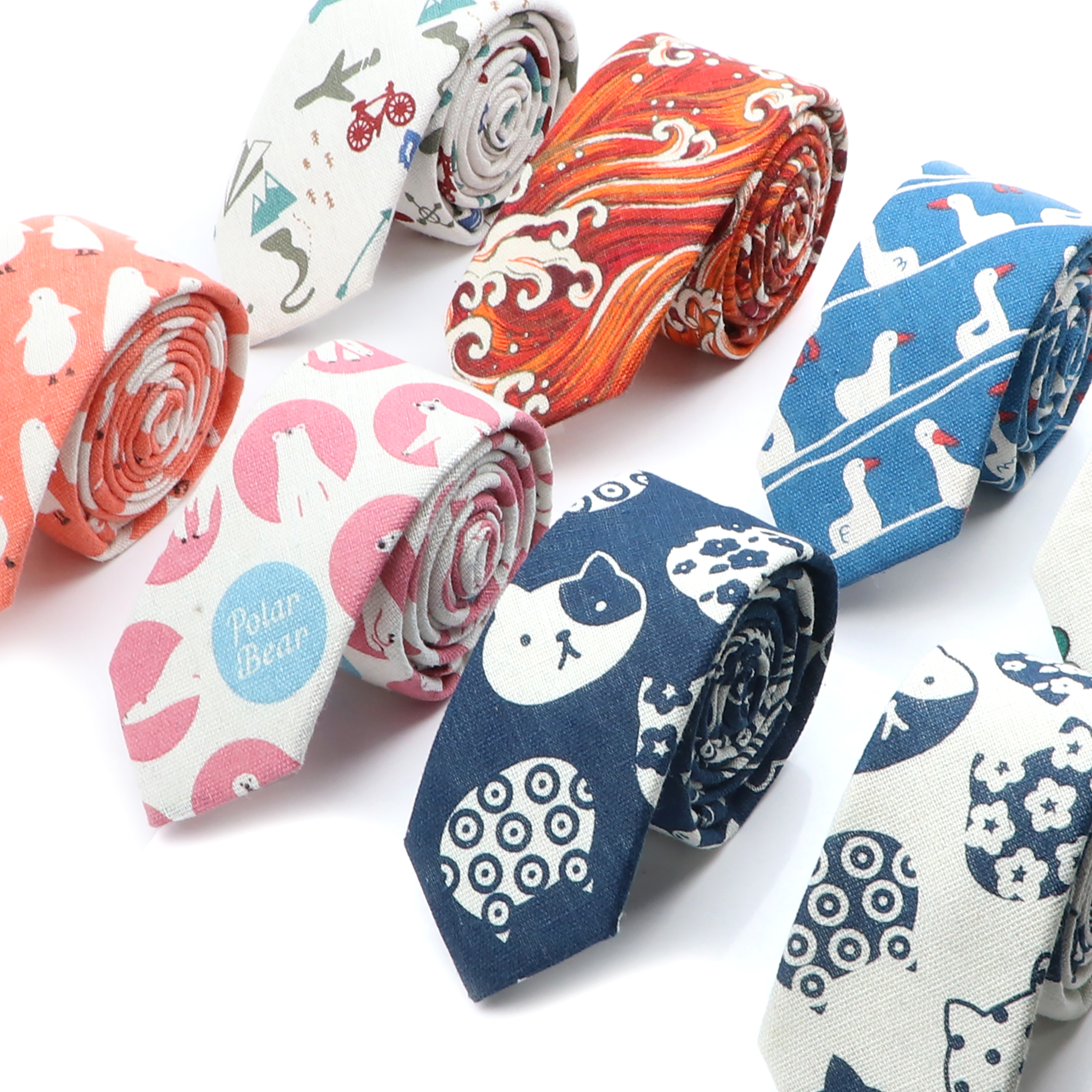 Novelty Cartoon Linen Tie For  - Skinny Tie Men reseña y precio
