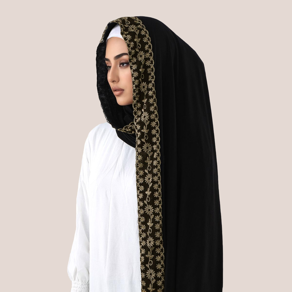 Lace Embroidery Cotton Jersey  - Head Wrap Turban reseña y precio