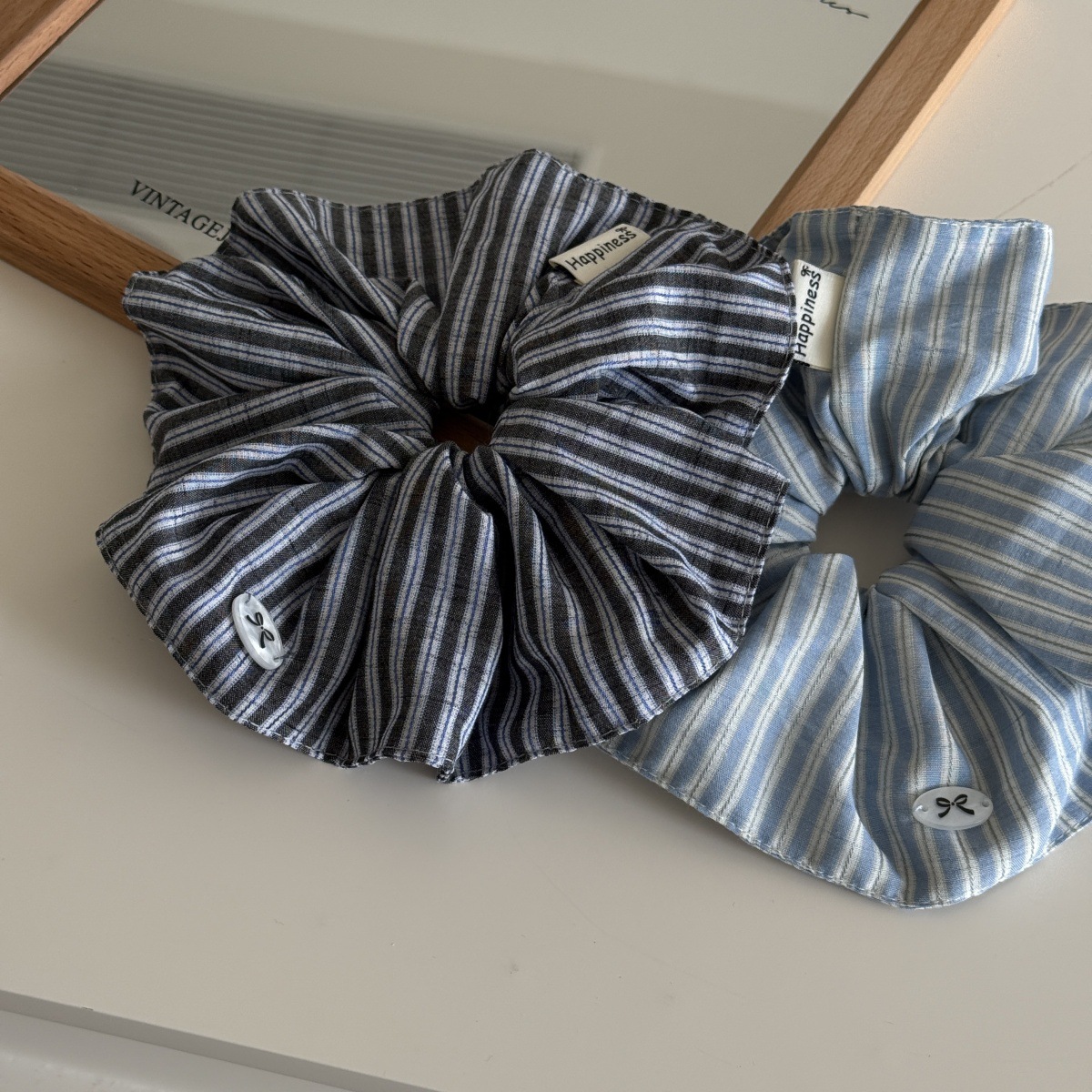 Blue Solid Color Silk Hair Ban - Silk Tie Striped reseña y precio