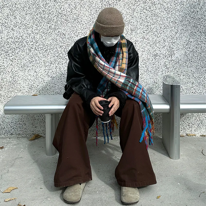 Vintage Colorful Plaid Cashmer - Muffler Men Wool reseña y precio