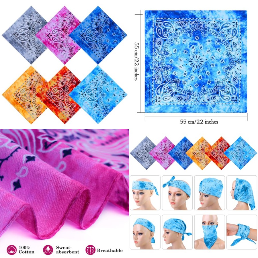 URATOT 6 Pack Tie Dye Bandana  - Handkerchief Cotton Men reseña y precio