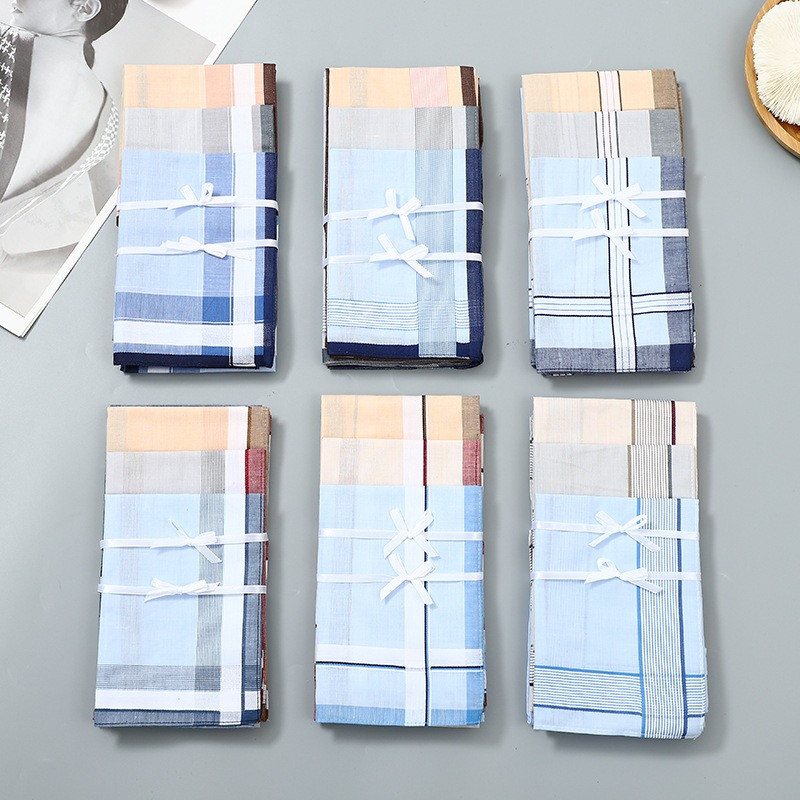 3Pcs 40x40cm Vintage Plaid Str - Handkerchief Cotton Men reseña y precio