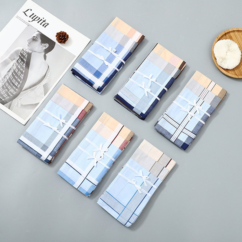 3Pcs 40x40cm Vintage Plaid Str - Handkerchief Cotton Men reseña y precio