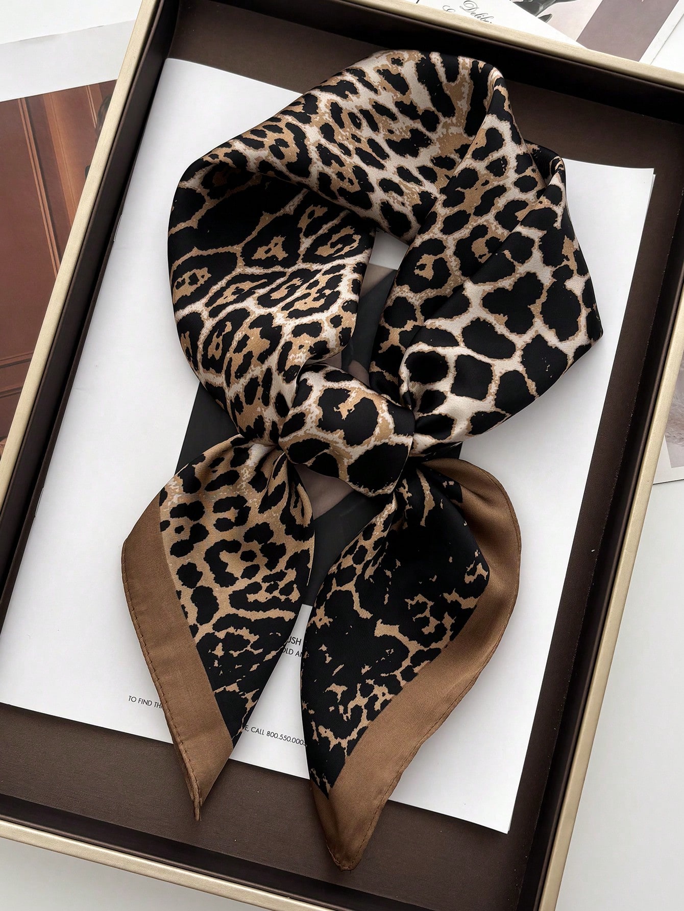 1pc Luxury Brand Leopard Print - Bandana Cotton reseña y precio
