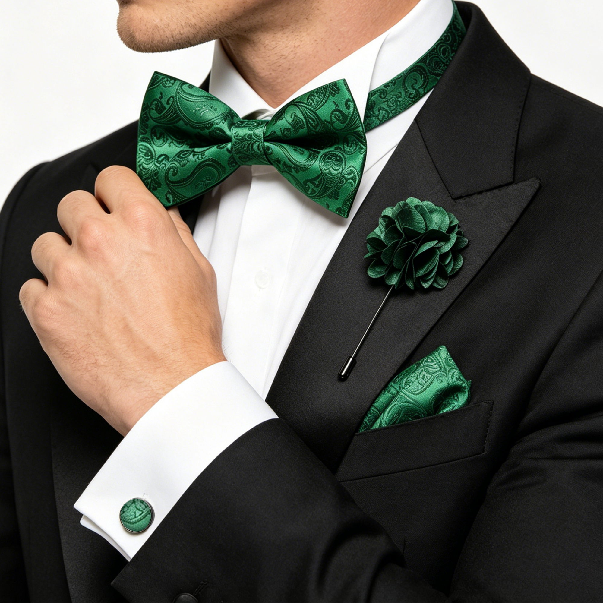 36pcs Black Silk Jacquard Pais - Bow Tie Pre Tied reseña y precio