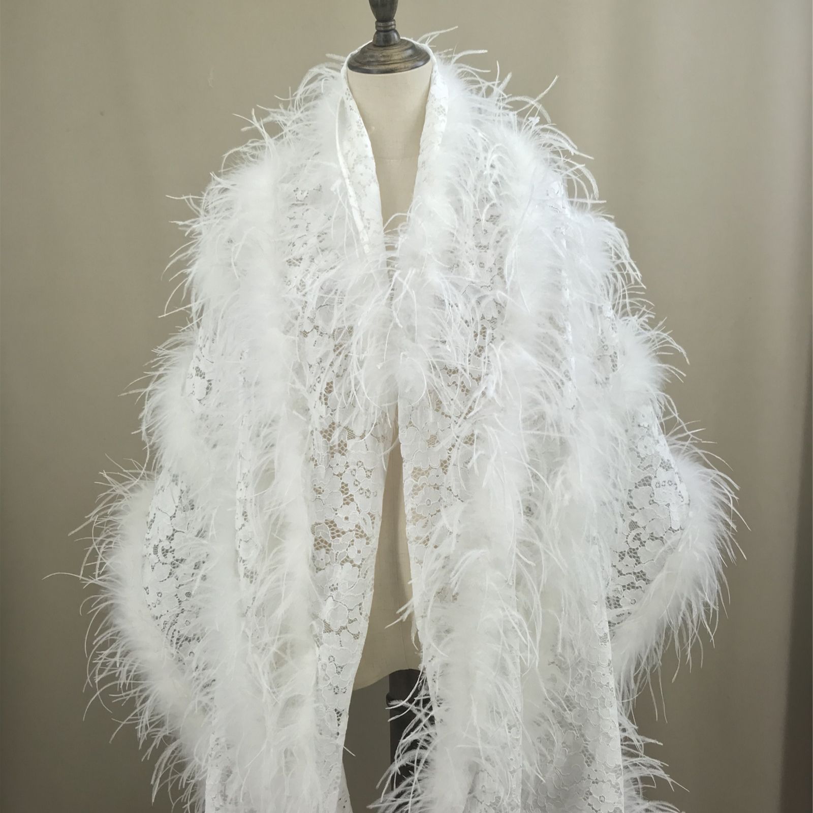 Real Ostrich Feather Lace Shaw - Stole Wedding Shawl reseña y precio