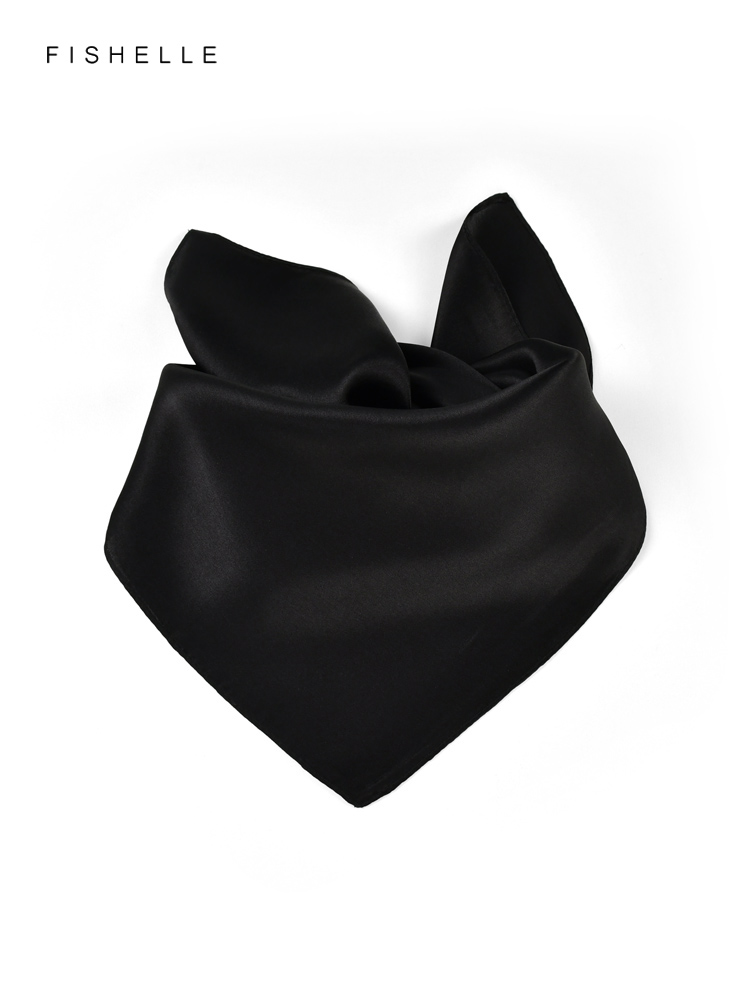 Solid color black pure silk sc - Ascot Neck Scarf reseña y precio