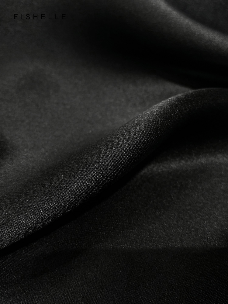 Solid color black pure silk sc - Ascot Neck Scarf reseña y precio