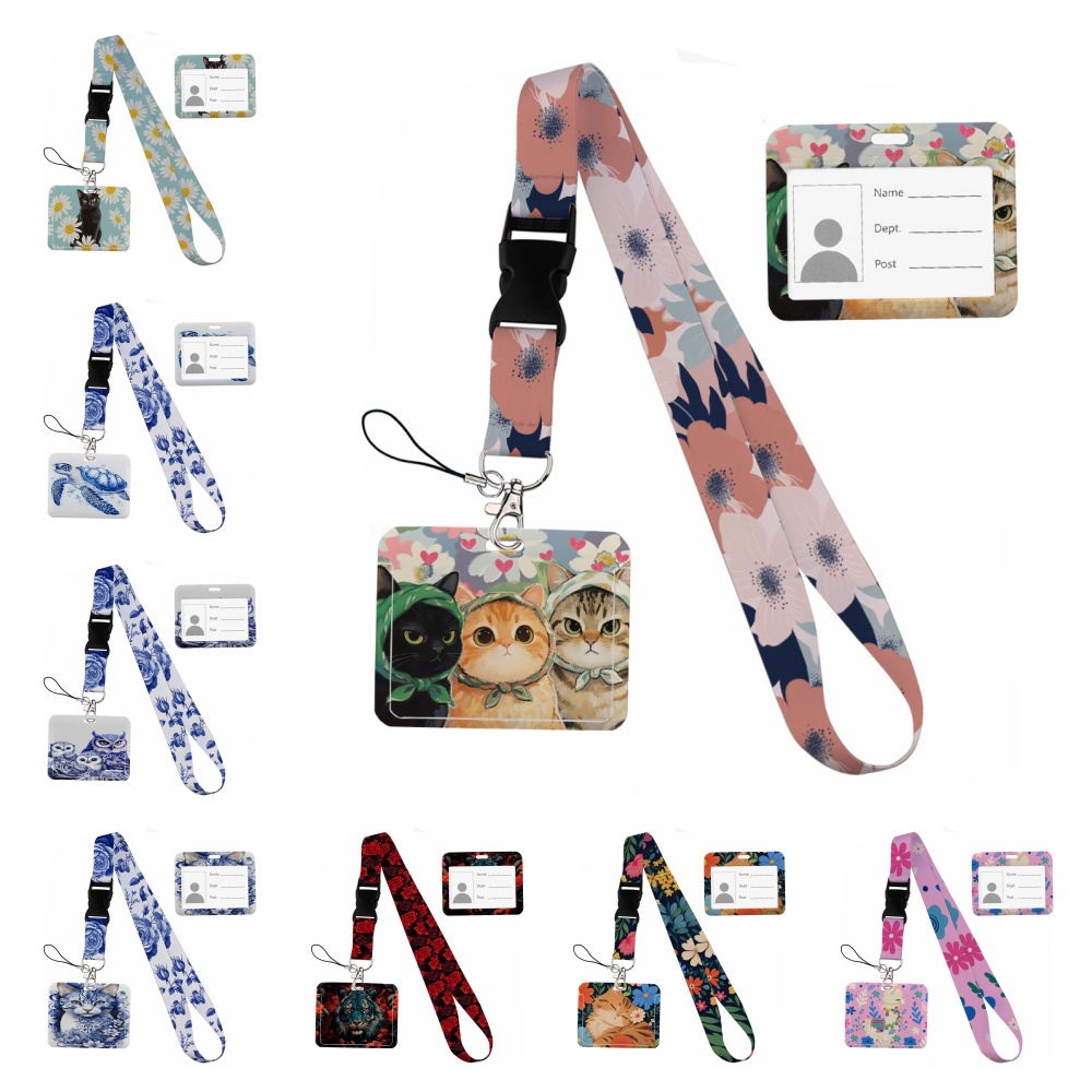 Small animals inside flowers P - Lanyard Badge Holder reseña y precio