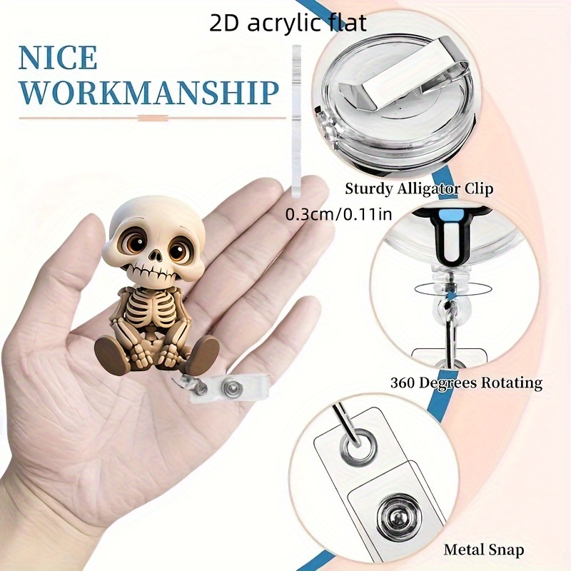 2D Flat, Acrylic Dazed Skull H - Lanyard Badge Holder reseña y precio